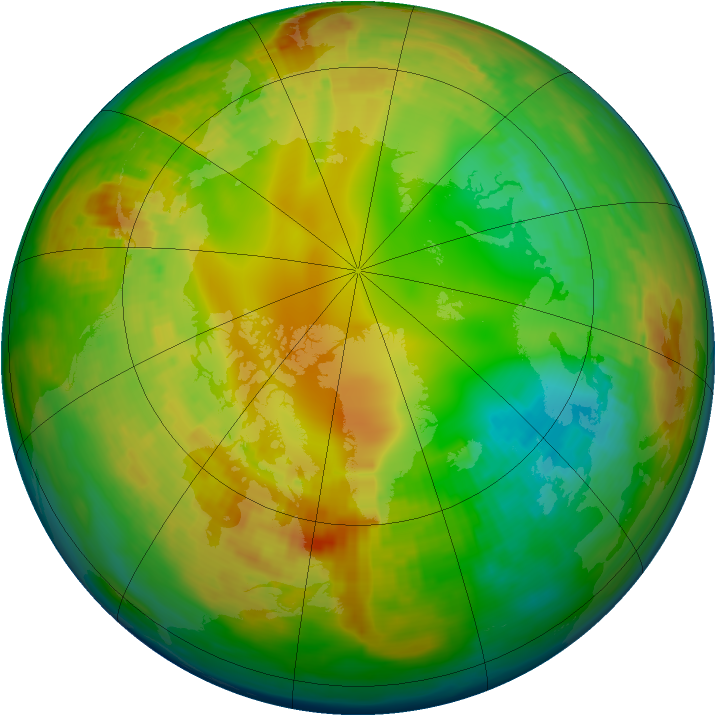 Arctic ozone map for 05 February 1992